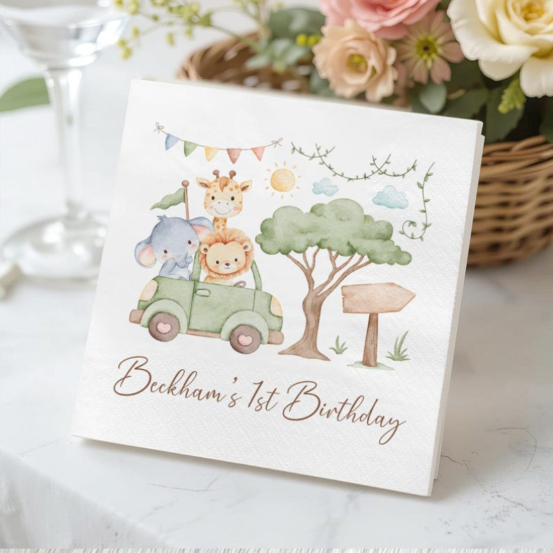 TEMU Servilletas Personalizadas, Estilo Acuarela de Animales de para Bebé, Diseño con Personalizado, Decoraciones para de en , de Baby Shower,
