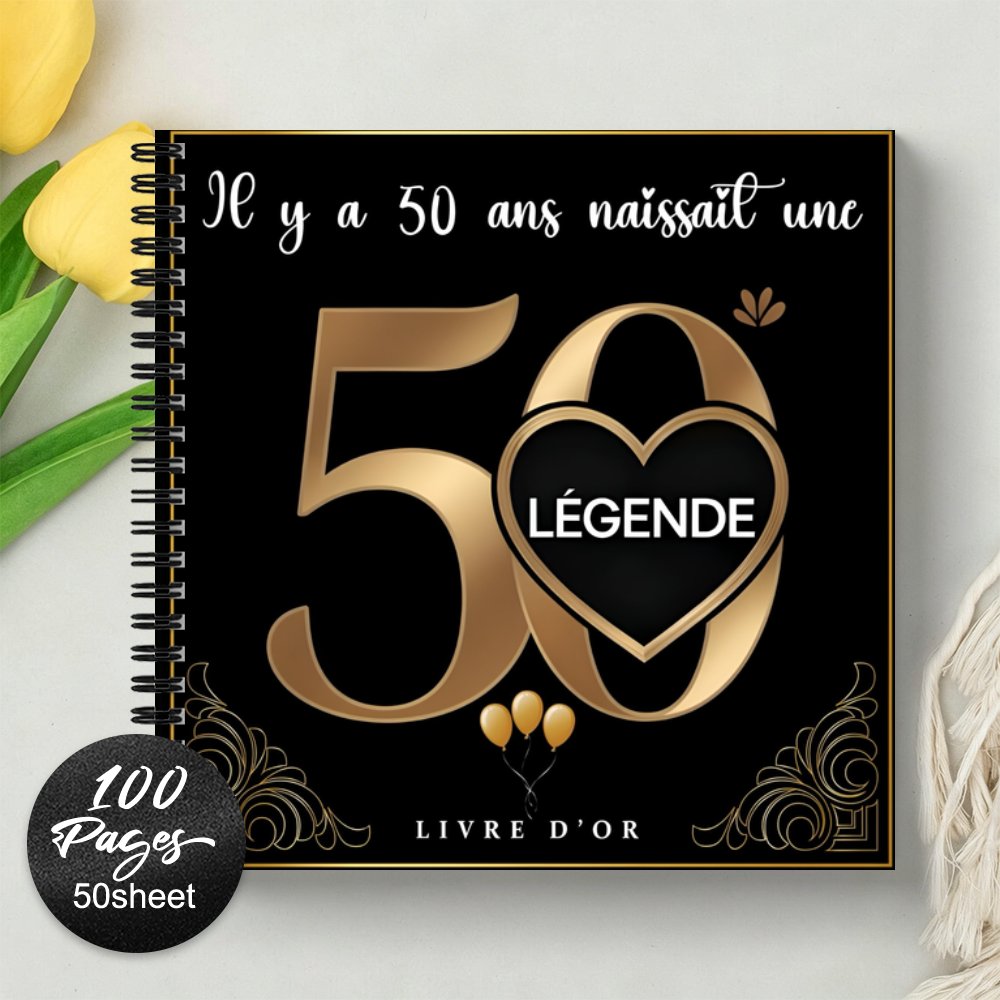 TEMU 1 pièce 'or français pour 50e anniversaire et baptême, journal souvenir élégant avec des invités, convient pour , fêtes prénatales, fêtes, livre