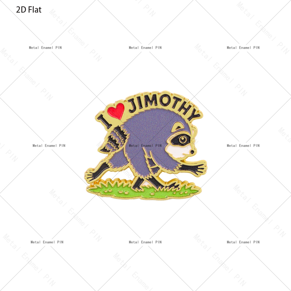 TEMU Pin's en émail dur 2D plat et drôle de mème de raton laveur, badge de revers de raton laveur de dessin animé "I Love Jimothy", pin's en métal