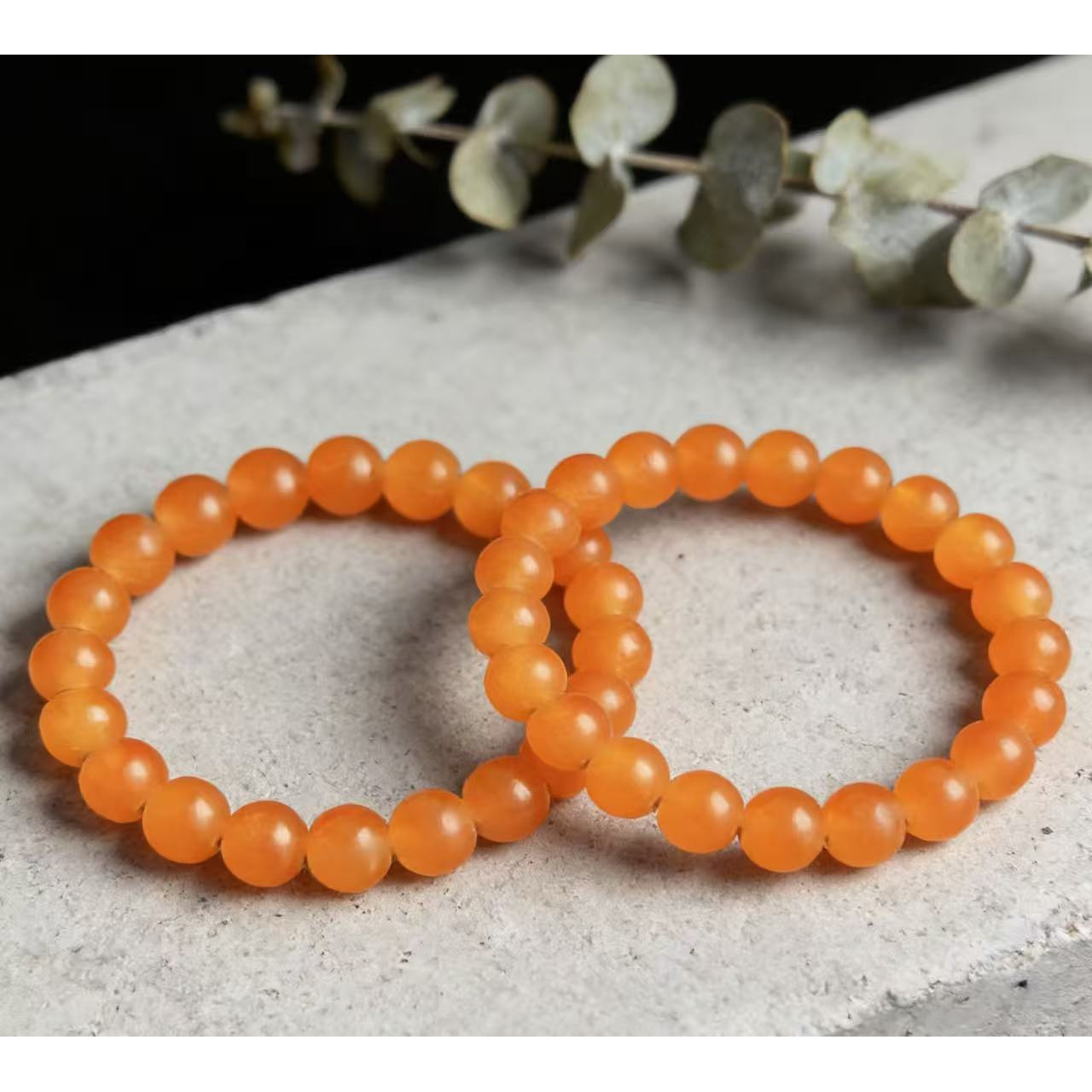 Set of 2 Natural Orange-Red Agate Necklaces