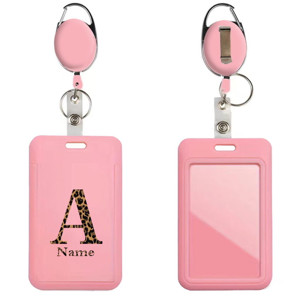 TEMU Customized Name Retractable Id Badge Clip Keychain Name Tag Holder Employee Card Cover Protector With Keychain Clip Security Additions Durable