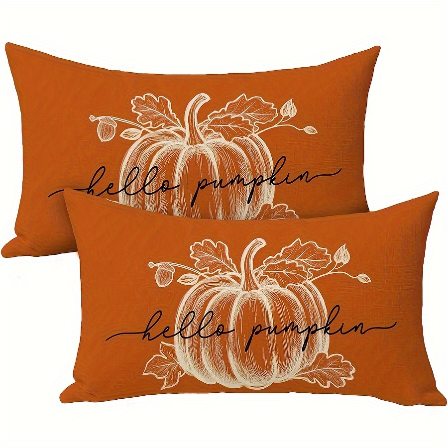 TEMU 2pcs Fall Thanksgiving Decorative Pillow Covers, Happy Turkey Holiday Party Zippered Cushion Case For Sofa Living Room Bedroom Farmhouse,