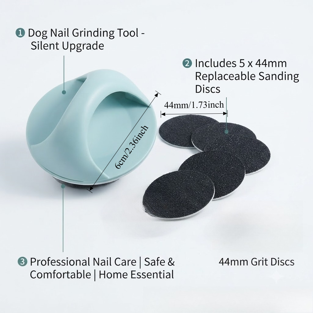 TEMU 6pcs Pet Dog Nail Grinding Tool Set, Upgraded Quiet Version, Includes 5 Replaceable Sanding Papers, Dog Nail Care Essential, Professional-grade