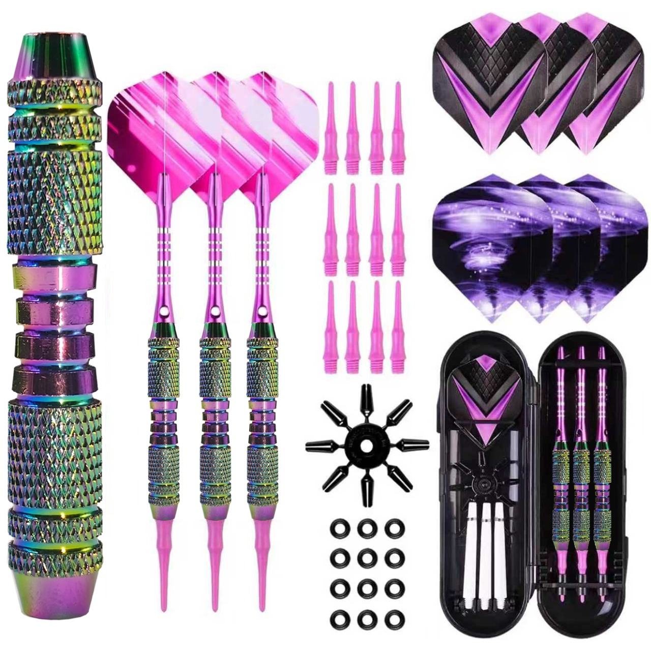 E-shop Weichspitzen-Dart-Set – Dartspitzen-Sets aus Kunststoff, 3er-Pack professionelle Darts mit Kunststoffspitzen inklusive 12 zusätzlicher