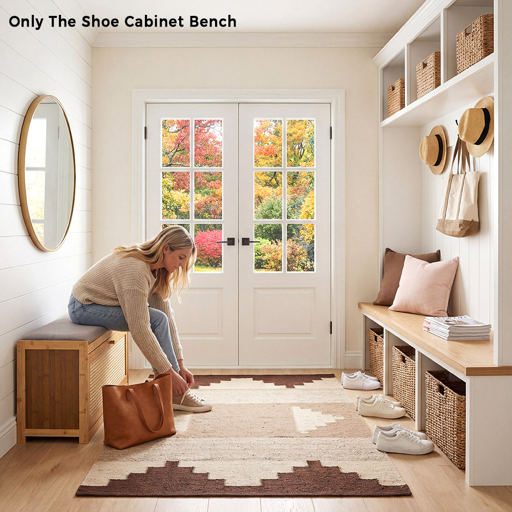 TEMU Shoe Storage Bench Bamboo 2 In 1 Organizer Shelf With Seat 2-tier Storage Rack