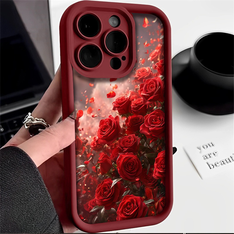 TEMU Phone Case - Fashion Retro Design Rose Pattern Phone Case 17/15 Pro/14 Pro/13 Pro Max/ 17 Pro/16 Pro Max/ 17 Pro Max/14 Pro Max/ 16/ 16e/15 Pro