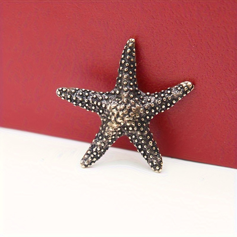 TEMU 1pc Of Vintage Brass Starfish Ornament - An Vintage Sculpture Made Of Solid Brass, Ideal For Elegant Nautical Decor On Tables Or Shelves Room,