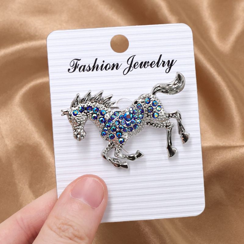 TEMU Broche de caballo Dreuyet, alfiler de solapa para traje de carreras de caballos para mujer y hombre, broche de animal de pedrería, accesorio de