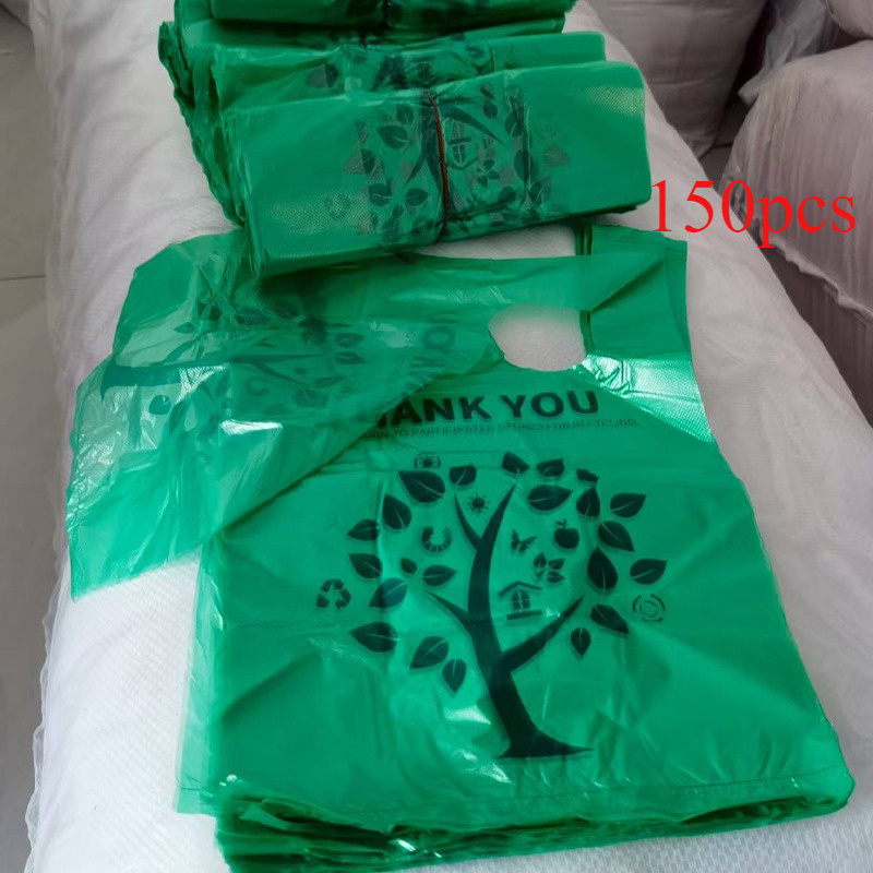 Image of 50/150pcs Dark Pattern Thank You Bags, Reusable Grocery Shopping Bags And Disposable Supermarket Bags, Suitable For Small Businesses, Groceries, Shopping