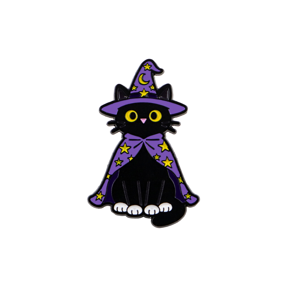 TEMU 1pc Cute Cat Lapel Pin With Purple & Golden Accents - Enamel Brooch For Backpacks, Briefcases, Jewelry - Halloween, Christmas, Birthday Gifts -