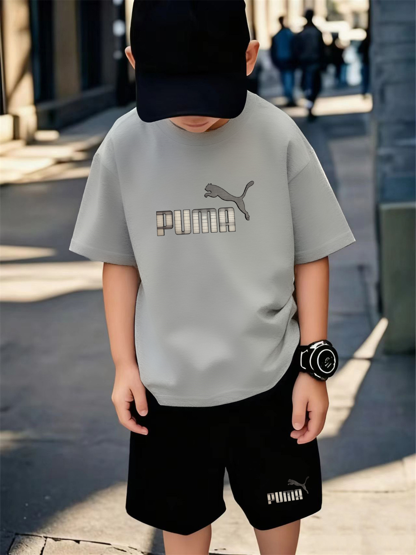 2pcs set of latest boys casual sports t shirt set short sleeved t shirt and shorts with printed pattern breathable comfortable and suitable for home or outdoor wear for outdoor