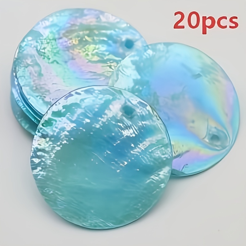 TEMU 20 Natural Shell Beads- Double-hole Rainbow Translucent Mirror Shell Pieces, Beads, Suitable For Jewelry Making, Used For Pendants, Necklaces,