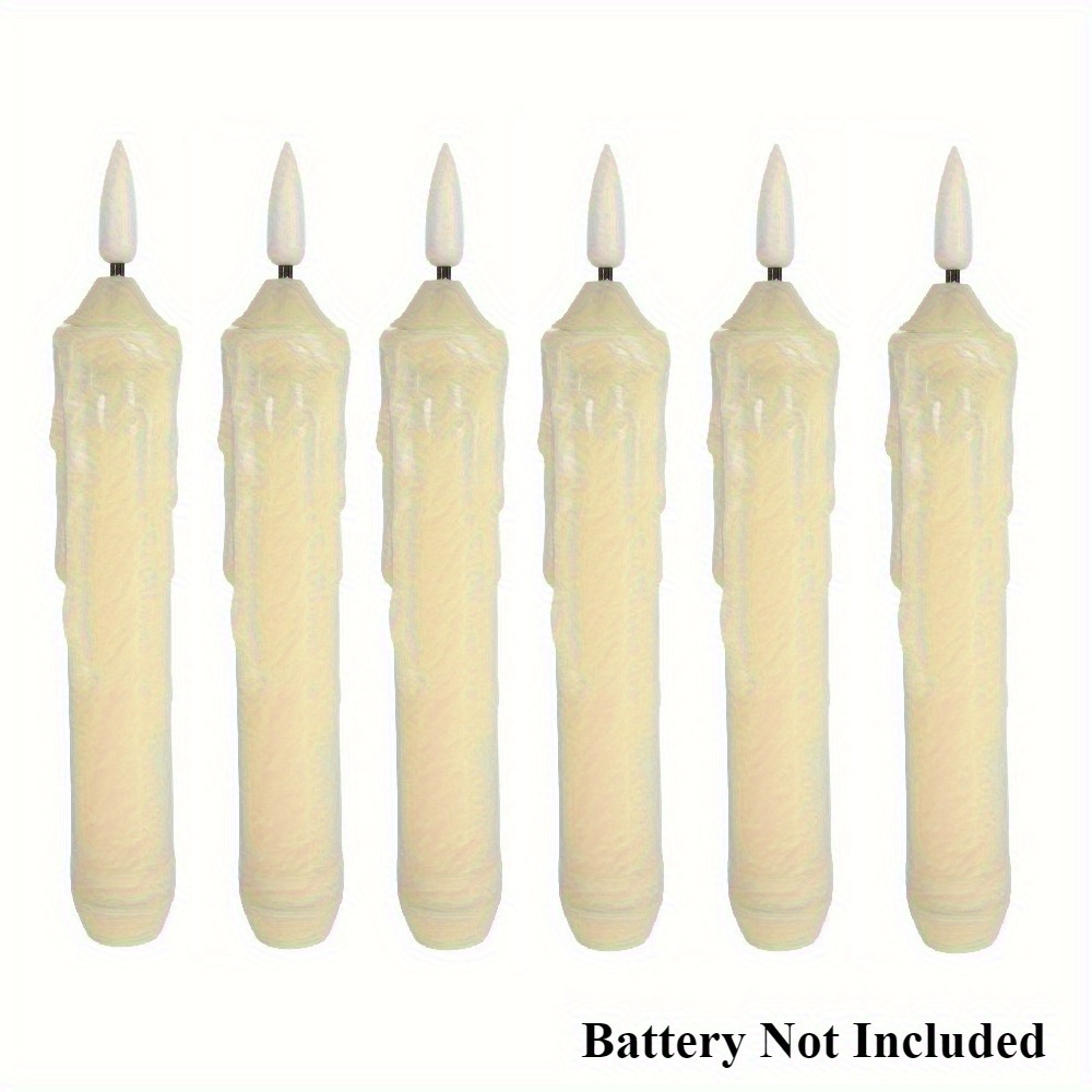 TEMU 6pcs Long-lasting Led Electronic Candle Lights Strip - Ambient Wedding, Birthday, Christmas Party Decoration, Battery-operated , No Flames