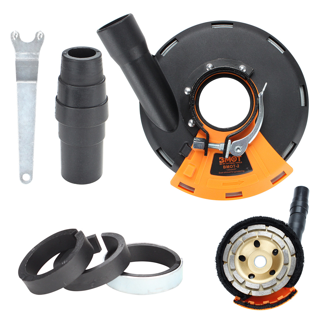 TEMU Universal Vacuum Attachment For Angle Grinders Fanztool Extraction Concrete Grinder Cover Dust-free 125mm Dust Protection Hood Dust Protection