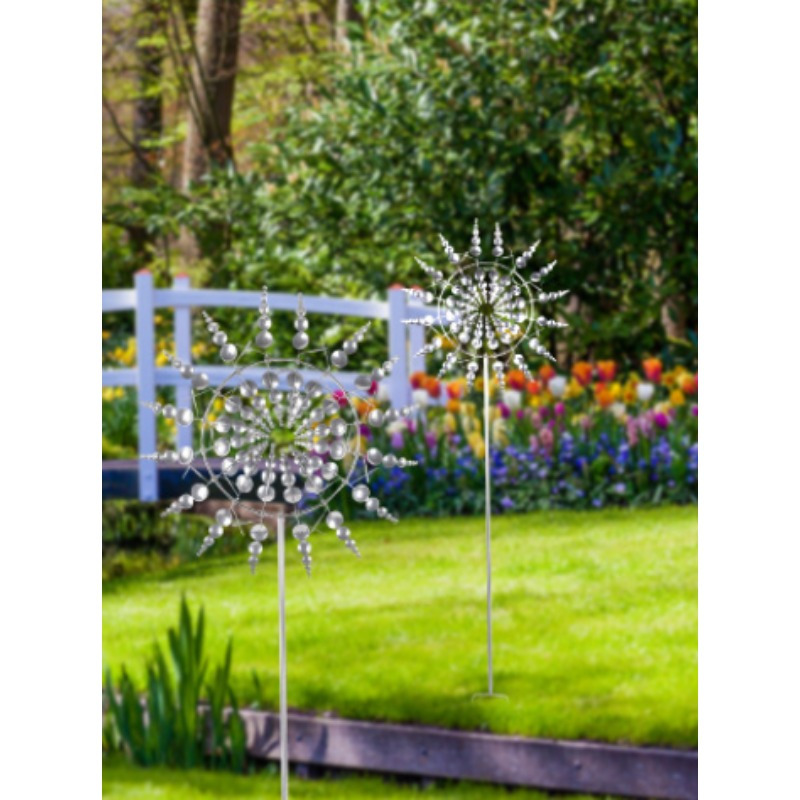 

4pcs Set Including: 2 Poles, 1 3d Windmill, 1 Ground Fork, Unique Metal Windmill, Sculpture, Solar Metal Windmill, Garden And Garden Windmill, Wind Metal Outdoor Patio Decoration