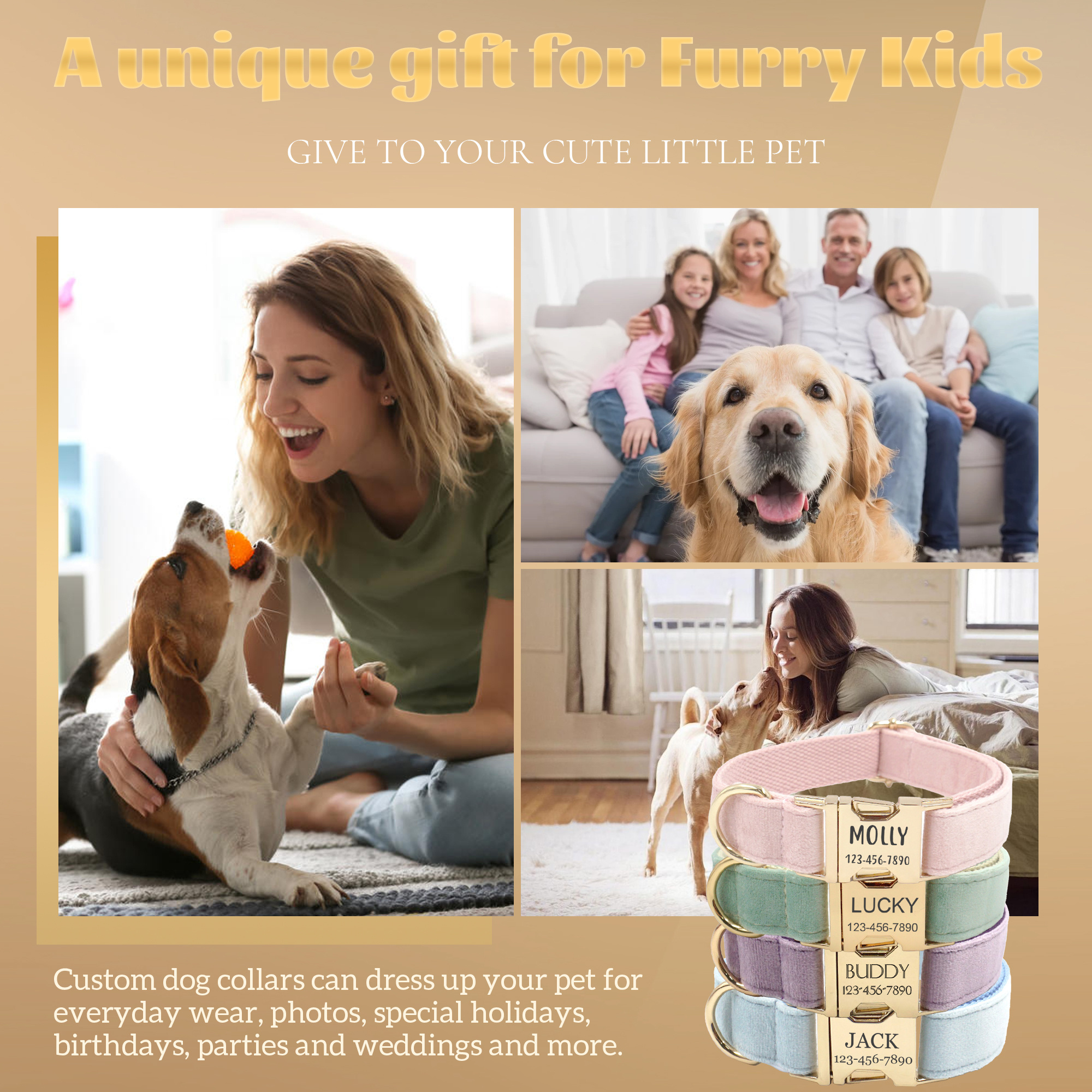 Dog Collar Personalized - with Personalized ID Tag, Customize Pet Name and Owner Information, Comfortable And SmoothTactile Feel, Dog Collars for Medium Dogs, Dog Collars Large Breed, Collar Gift for Dog