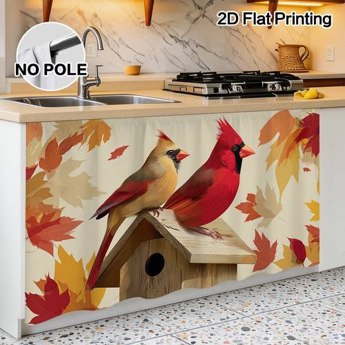 2d flat 2d flat 1pc thanksgiving on birdhouse curtain cabinet decor christmas for living room entryway sink area decor pcket design fit accessory ornament without rod 2d flat