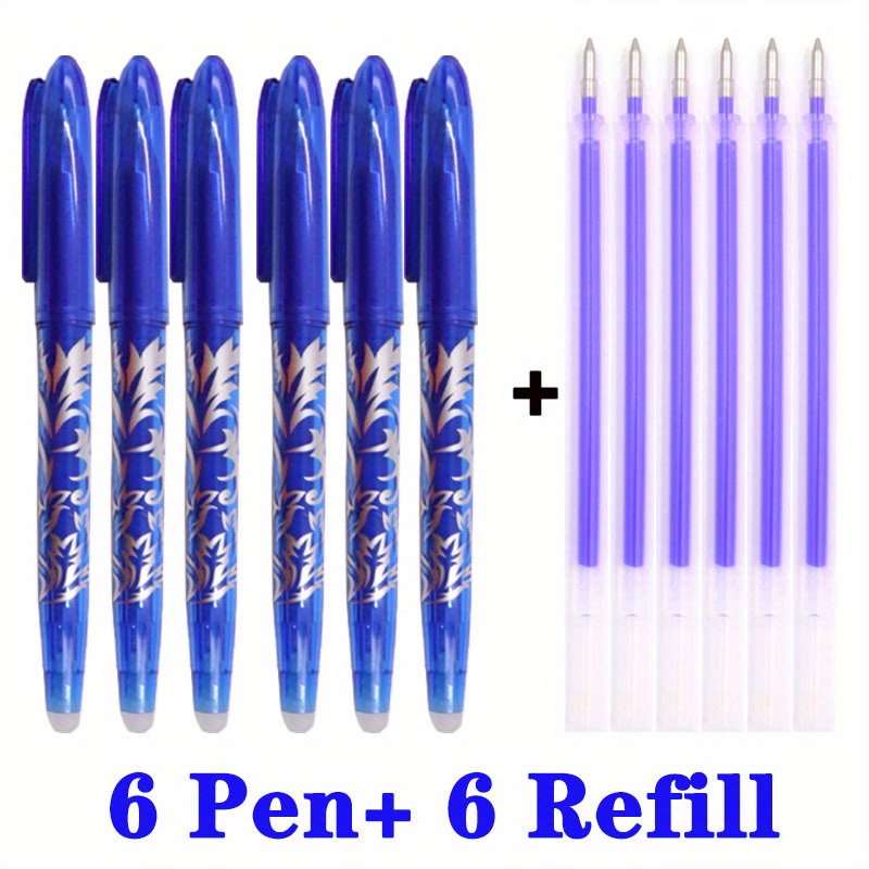 E-shop 12er-Pack (6 Radierbare Stifte und 6 ) Set mit 0,5 mm Radierbaren Gelstiften, 8-Farben-Füllstift Stift Abwaschbares Büro Schreib Schule