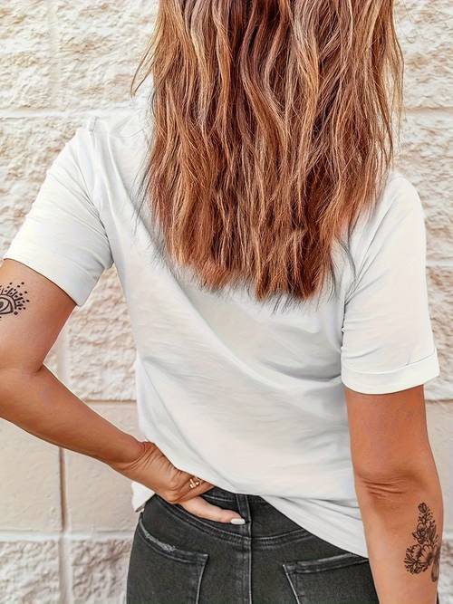 casual short sleeve crew neck t shirt with a cute