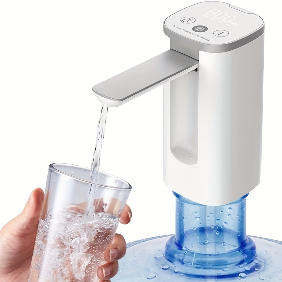 TEMU Bomba de agua automática con control táctil – exclusivamente para recipientes de agua de 5 galones, 4.8, 3.5, 3.2 galones, grifo plegable