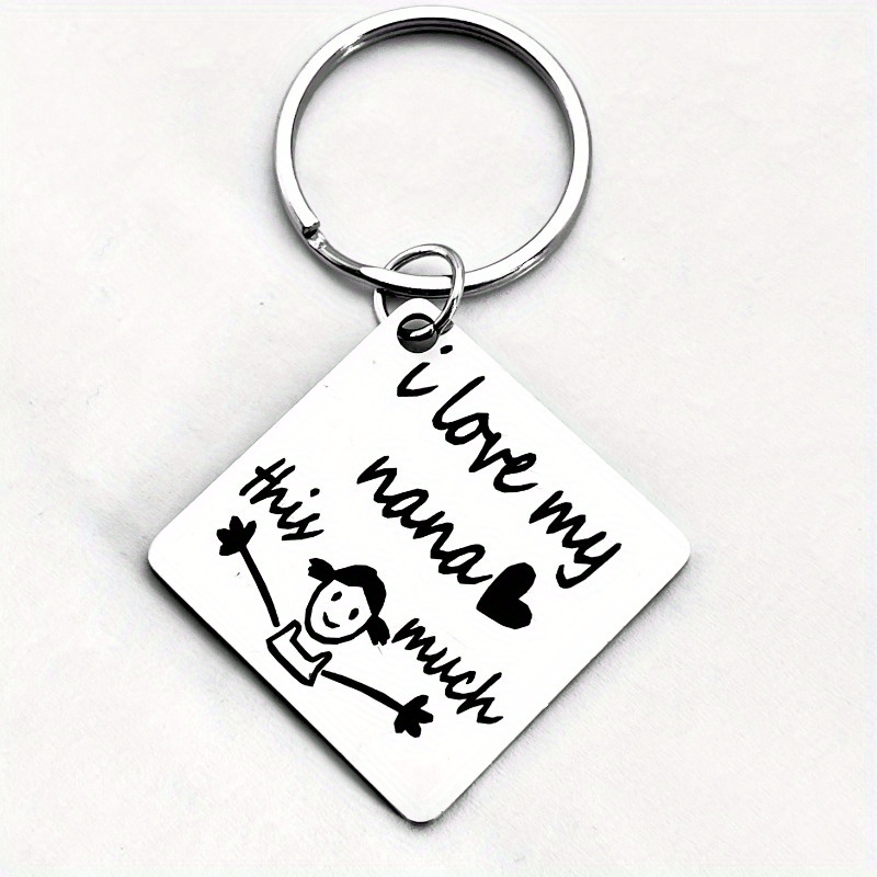 TEMU Stainless Steel Keychain "i Love My " - Elegant Gift For Grandchildren, Perfect Birthday Or Holiday Present For Grandma