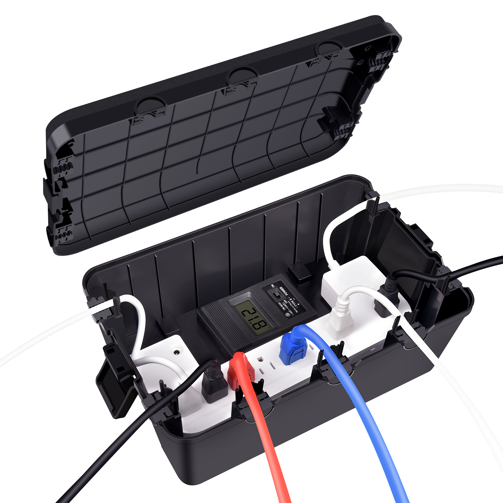 TEMU Extra Large Outdoor Waterproof Electrical Box | Size 12.5 Inches × 8.5 Inches × 5 Inches With 7 Cable Seal Entries, Protects Outlets, Plugs,