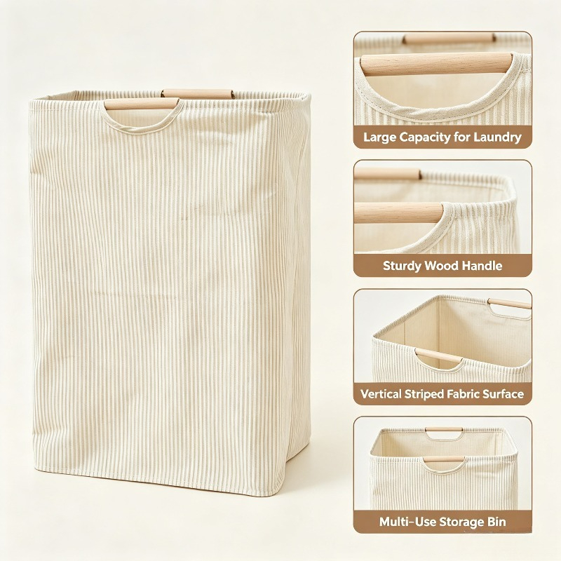 TEMU Panier à linge sale 1 pièce, grand panier de haute capacité à deux poignées, panier à linge sale pour chambre, de haute qualité, autoportant,