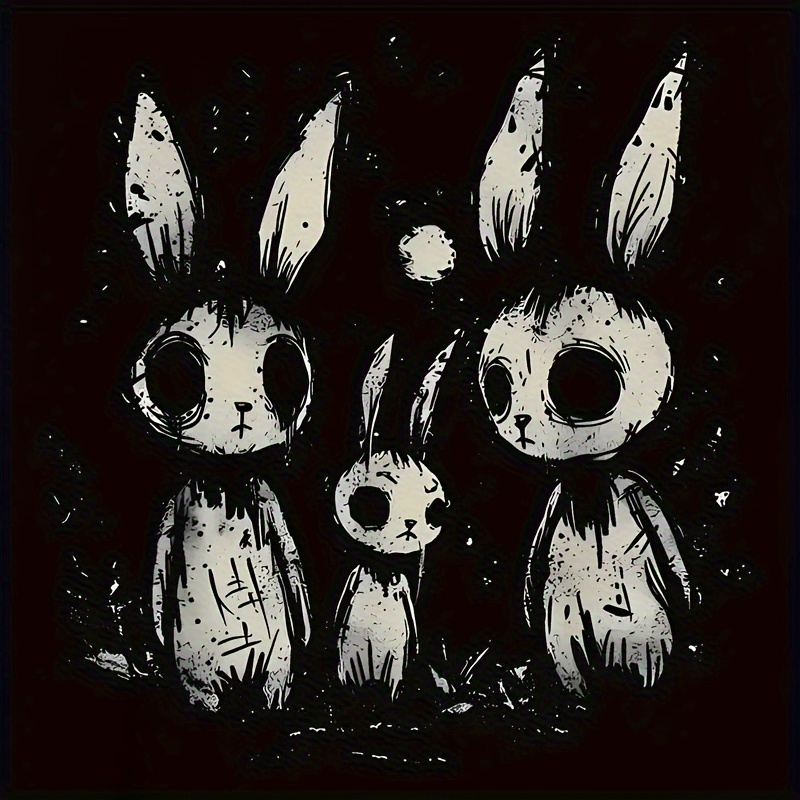 Terrifying Rabbit Pattern Iron- Transfer Stickers - Retro Diy Suitable For Clothing, T-shirts, Bags, Hats & Pillows - Heat Press Decals With Terrifying Rabbit, Application For Fabric Decoration