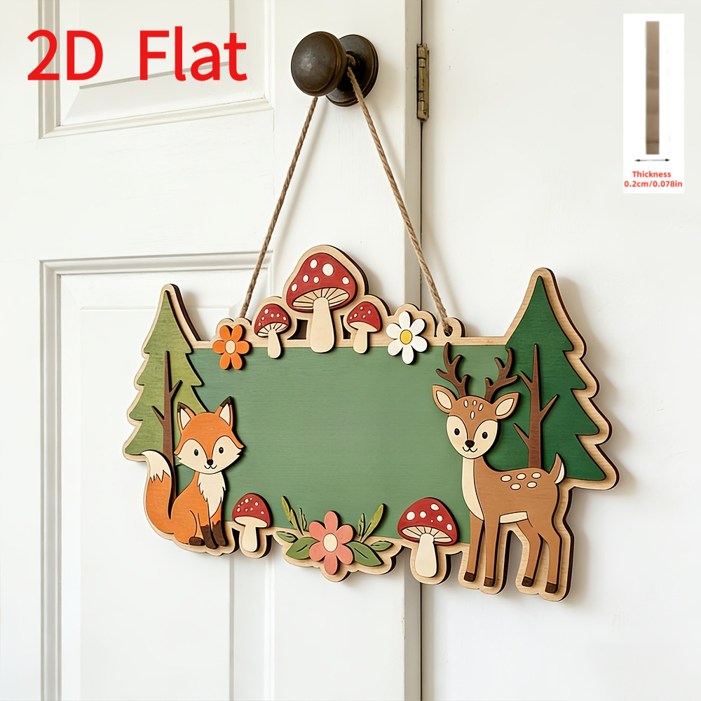 Wooden Forest Fox and Deer Themed Name Hanging Sign