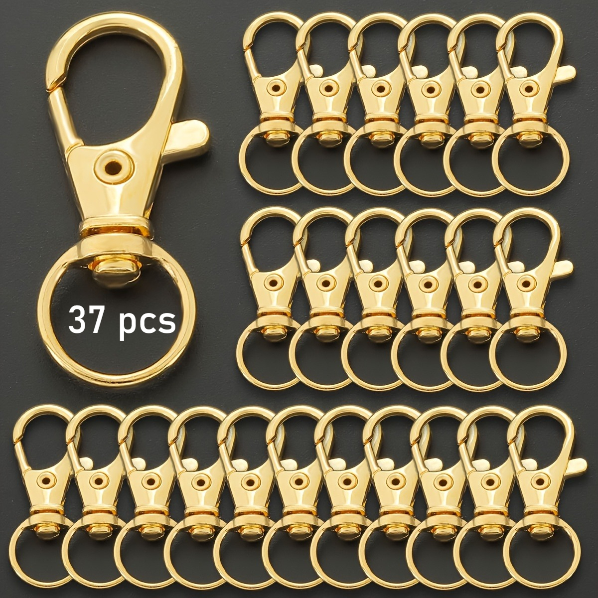 TEMU 37pcs Diy Key Ring Set, Suitable For Diy Crafts, Lanyard Making, Keyring Accessories, Spring Clasps, Phone Earphone Cable Connectors, Dog Leash
