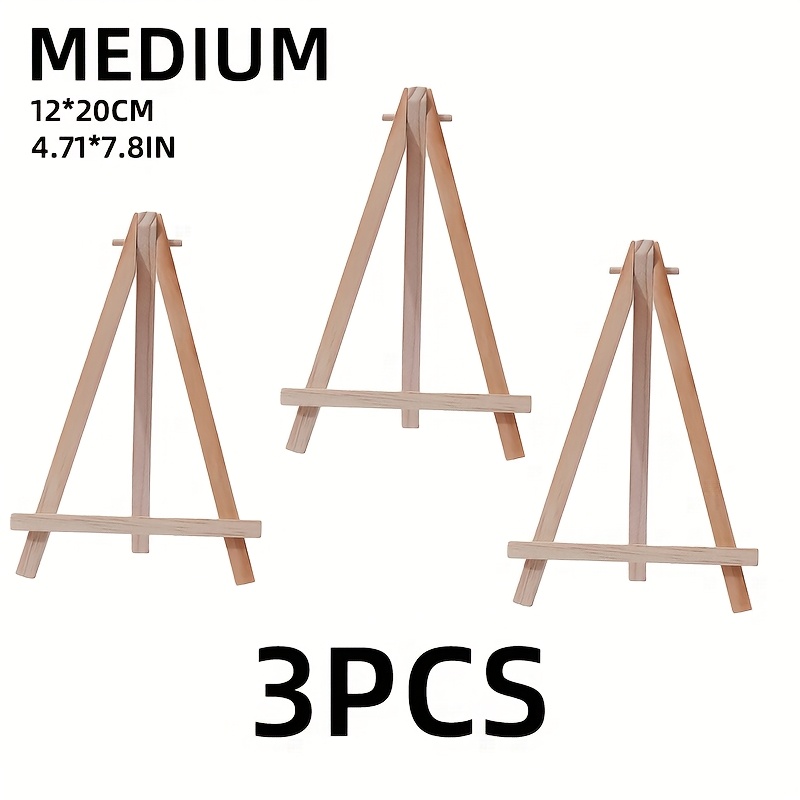 Image of 3pcs Natural Wooden A-type Easel- Sturdy And Lightweight Art Display Stand, Suitable For Artists, Students, And Home Decoration- Portable Desktop Painting Stand With Wide Base, , Natural