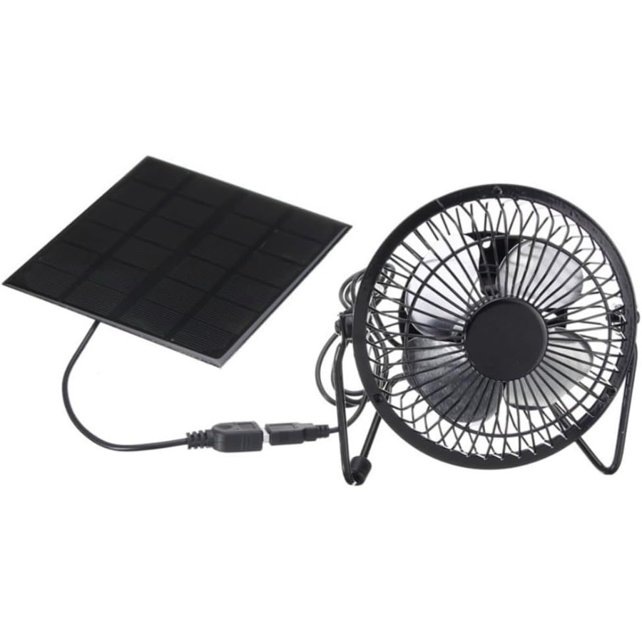 5W Solar Panel Fan, Portable USB Solar Ventilation Fan, Automatic Cooling Fan Adjusts with Sunlight Intensity, Outdoor Vent System for Greenhouse, Shed And Pet House