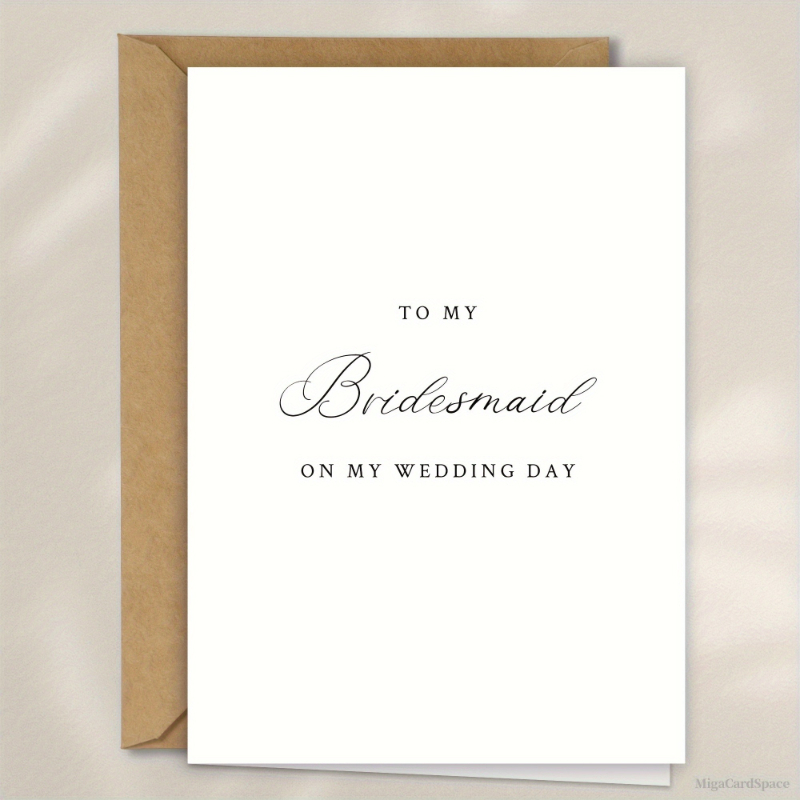 1pc - Elegant Bridesmaid Wedding Greeting Card, Includes English , Perfect For Use At Bridal Parties