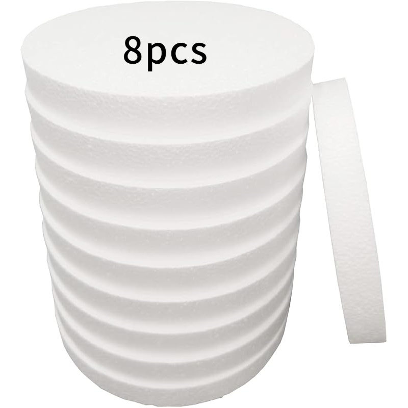 TEMU 8-Zoll (ca. 20 cm) Schaumstoffringe, 8er-Pack, geeignet für Bastelarbeiten (1 Zoll dick), runde -Schaumstoffplatten für Projekte, Kuchen und