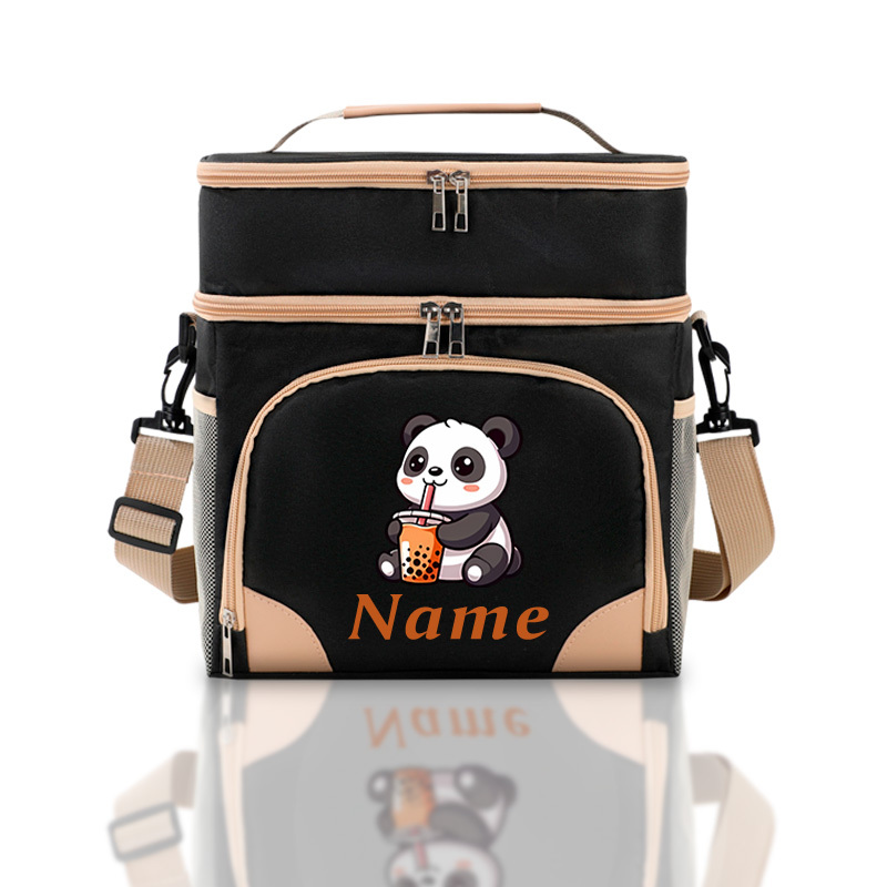 TEMU Sac à lunch isotherme personnalisé avec nom/ personnalisé et motif panda - thermique adaptée pour - - Sac de transport en tissu Oxford contact