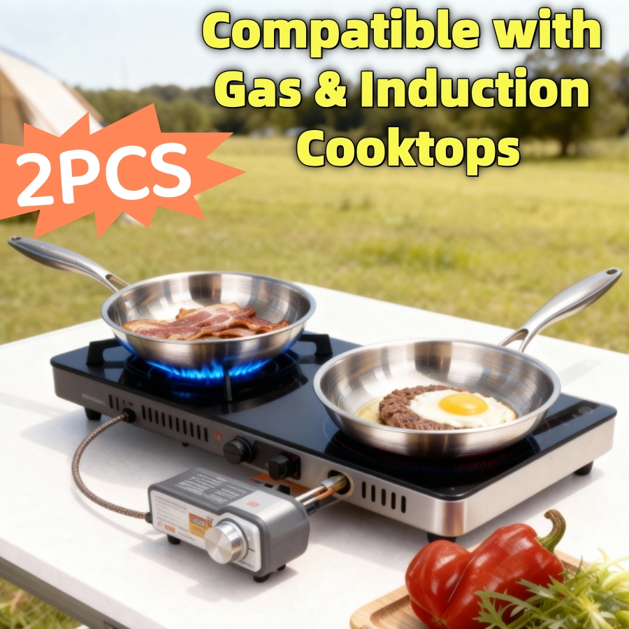 2pcs 11 9 5 inch 304 stainless steel   set universal all stove compatible induction gas     outdoor cooking