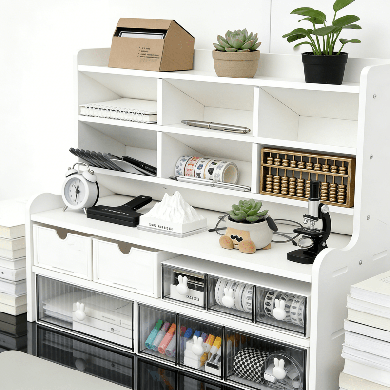 Desktop Storage Box, Multi-Tiered Desktop Shelf, Requires Manual Assembly, Suitable for Stationery, Cosmetics, Office Supplies | Space-Saving Partitioned Storage Box, a Great Valentine'S Day Gift Choice for Family Or Girlfriend