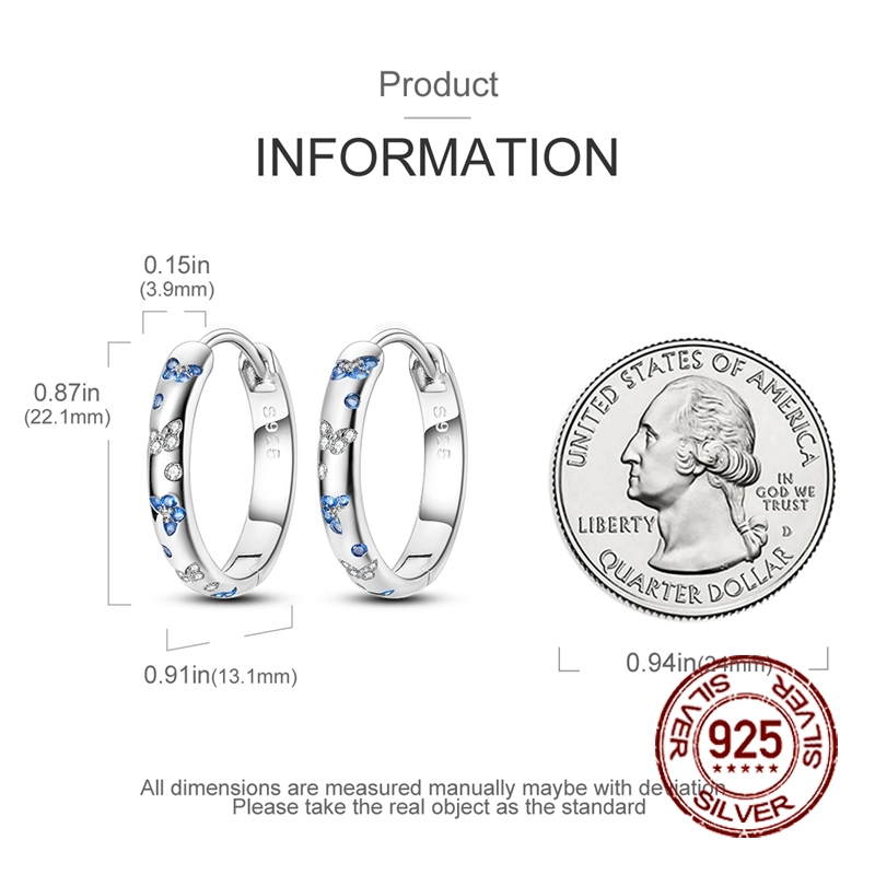 925 Silver Sparkling Butterfly Earrings Studs, Gift for Her
