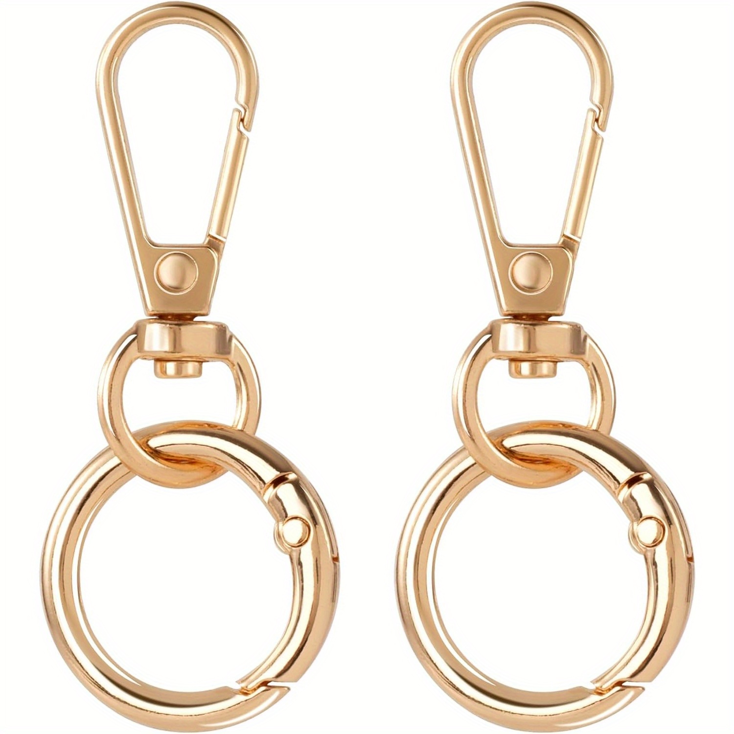 Image of 2 Sets Swivel Clasp Clip, Metal Swivel Snap Hooks, Double Opening Key Chain Clip With Key Ring For Crafts, Jewelry Clasps, Lanyard Making -silvery