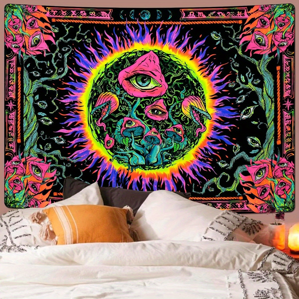 Psychedelic Wall Tapestry Wall Hanging House Hippi... - Grandado