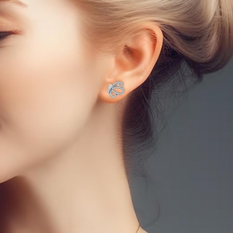 Women's Shiny Hollow-Out Butterfly Stud Earrings, Unique Design