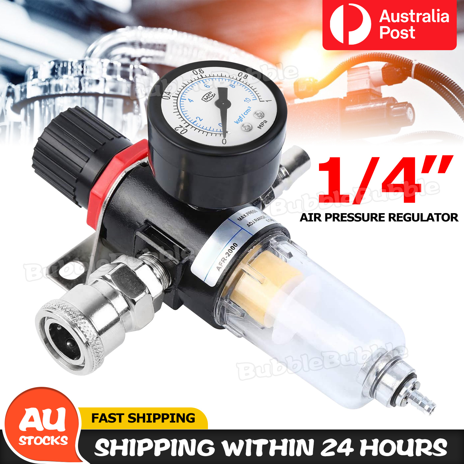 TEMU 1/4'' Air Pressure Regulator Compressor Moisture Oil Water Separator Trap Filter Bubble