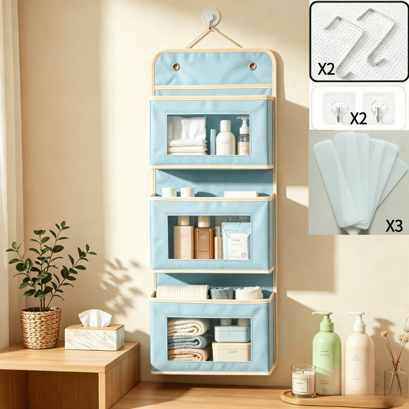 TEMU Sac de rangement suspendu pour porte, support de rangement suspendu perçage, sac de rangement pour cuisine, salle de bain, chambre, entrée,