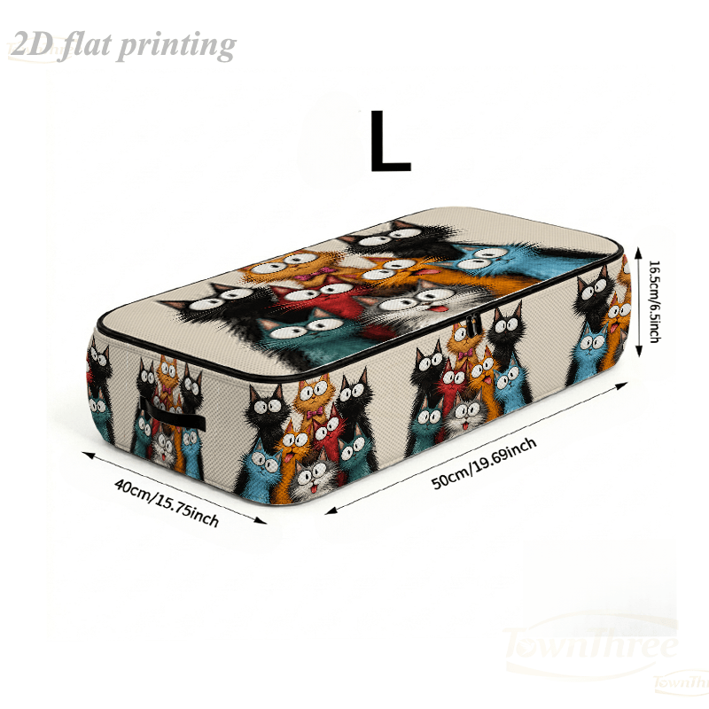 TEMU 2d Flat Printing Large Capacity Underbed Storage Box, Cartoon Set - Upgraded Clothing Organizer Bag, Soft Fabric, Dust-proof And Space-saving,