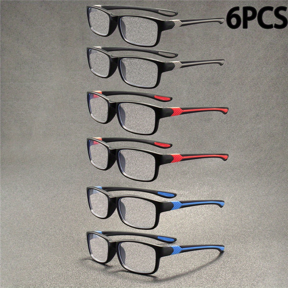 6pcs fashion sports reading glasses rectangular   presbyopia eyeglasses 0