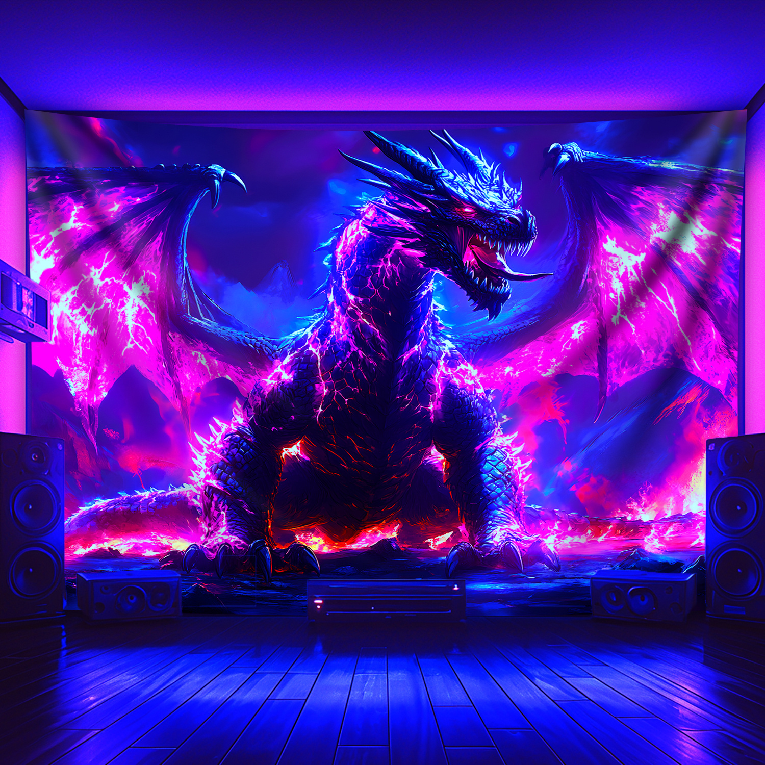 TEMU 1pc Oversize- Glow In The Uv Light- Magical Claw Tapestry, High-definition Printing Large Size Fluorescent Aesthetic, Bedroom Aesthetic Hanging