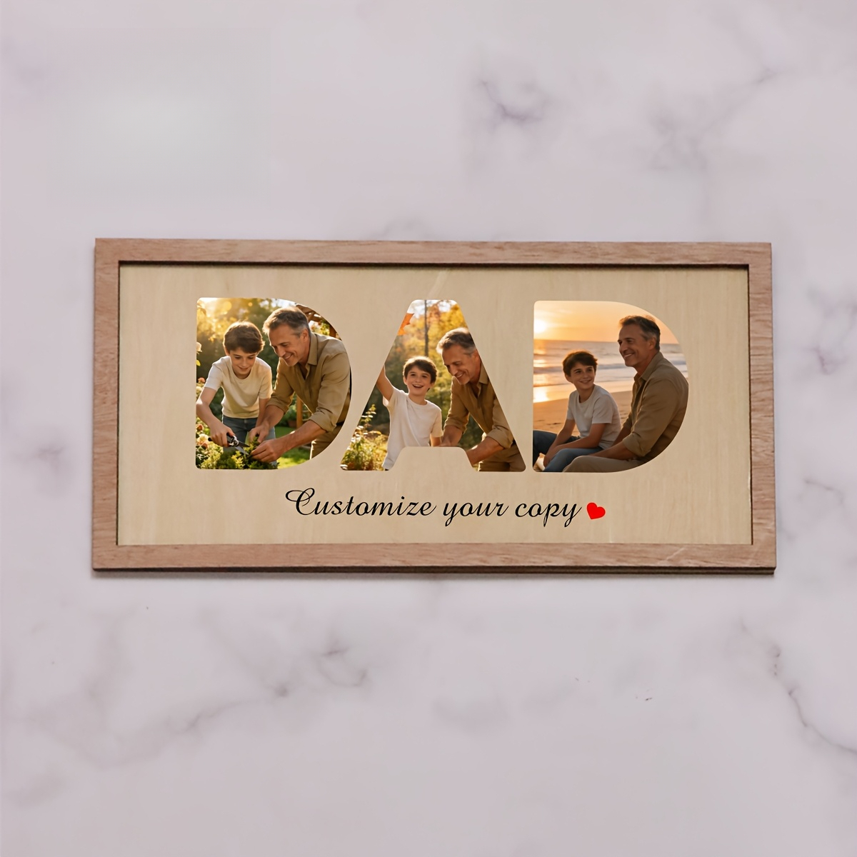 TEMU Dad Photo Decorative Plaque - Personalized Father's Day Photo Frame Gift, For Dad With Name And Message, Family Photo Display Frame With Text,