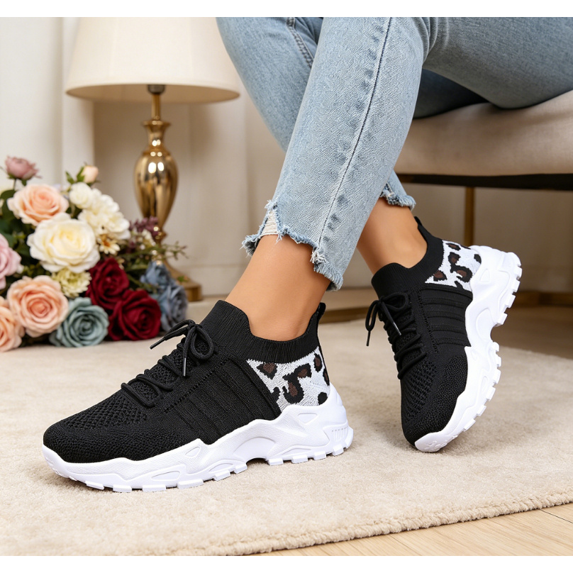 Women's Casual Sneakers, Breathable Knit Upper, Lightweight Sole, Design, -day , Women Shoes