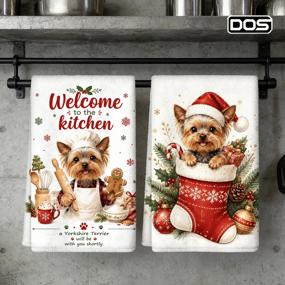 TEMU 2pcs Set Of Kitchen Towels, Soft Absorbent Microfiber Tea Towels, Decorative Housewarming/birthday Gift, For Mom, , Neighbors, Yorkshire Terrier
