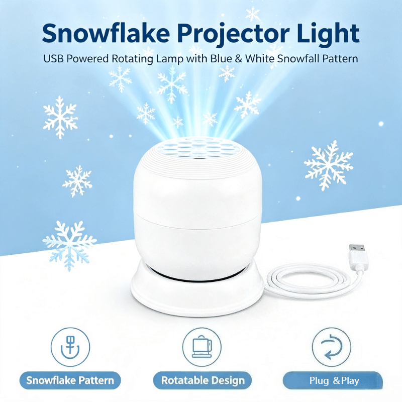 TEMU 1pc Rotating Christmas Snowflake Projection Light, Featuring Snowflake Patterns To Create A Snowy Scene Atmosphere—, Perfect For Holiday